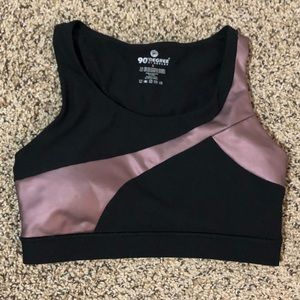 Black/pink metallic sports bra